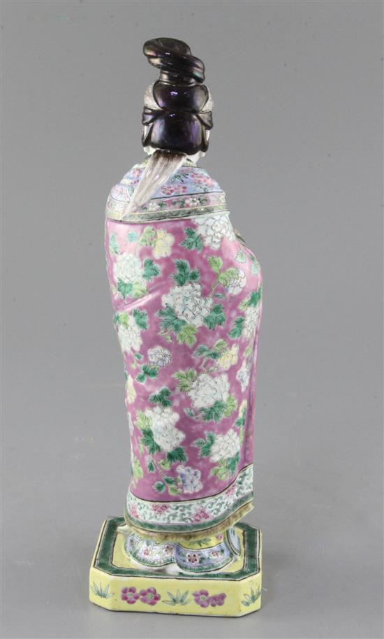 A Chinese famille rose standing figure of a lady, late 19th century, 30.2cm